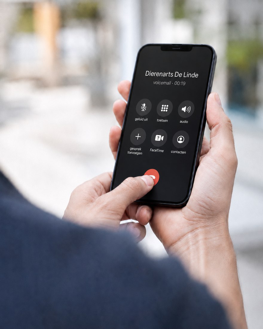 Duim drukt een oproep weg die op voicemail belandde